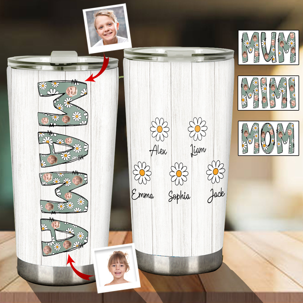 Mama Est. Photo Face Custom Daisy - Personalized Mother Tumbler
