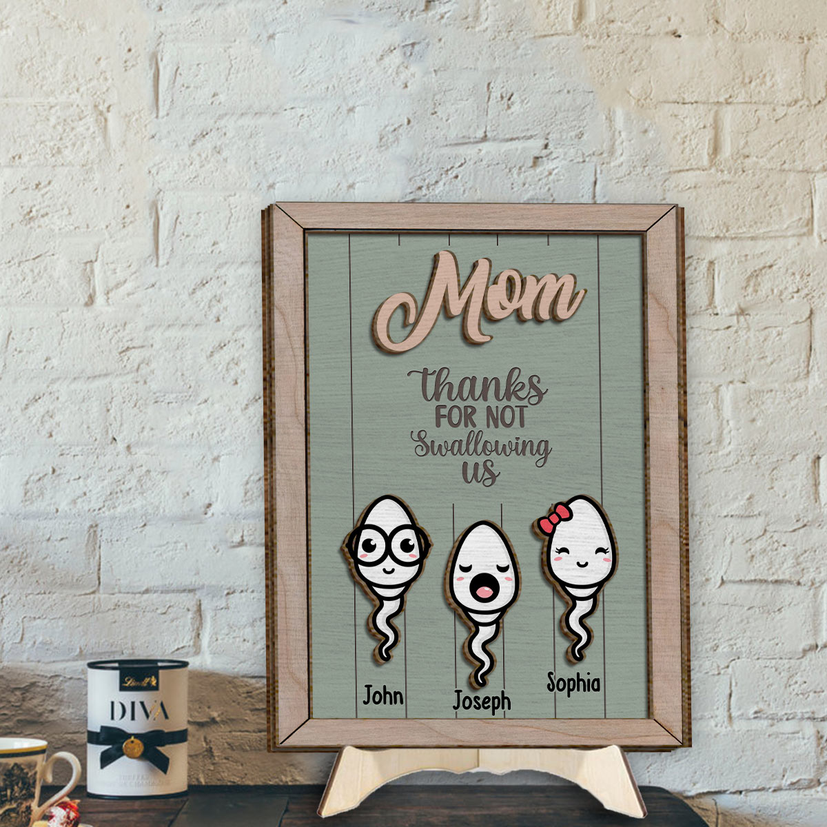 Thanks For Not Swallowing Funny - Personalized Mother 2 Layered Wood Sign / Wood Plaque