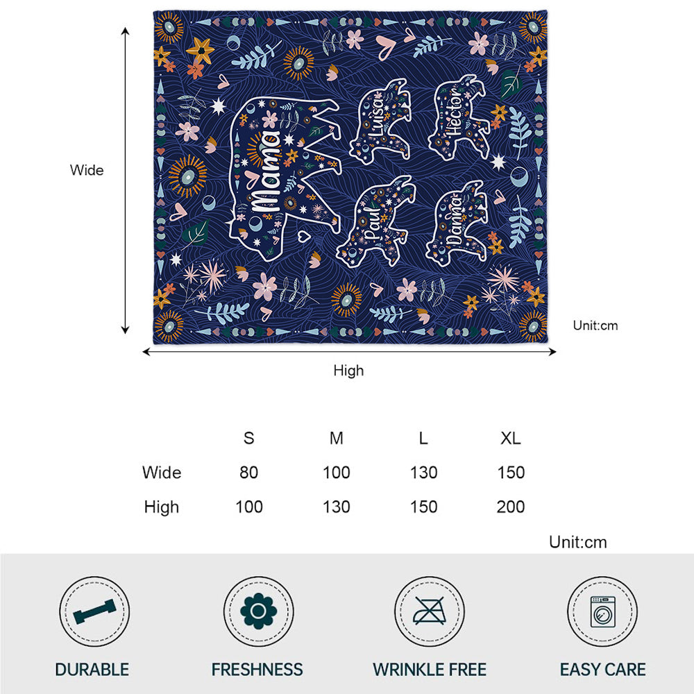 Mama Bear Floral - Personalized Mother Blanket