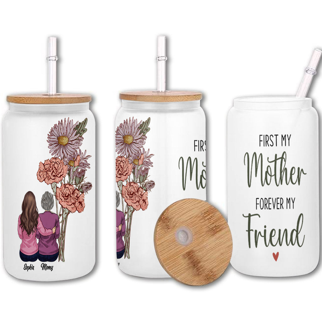 Mother And Children Birth Flowers - Personalized Mother Can Glass