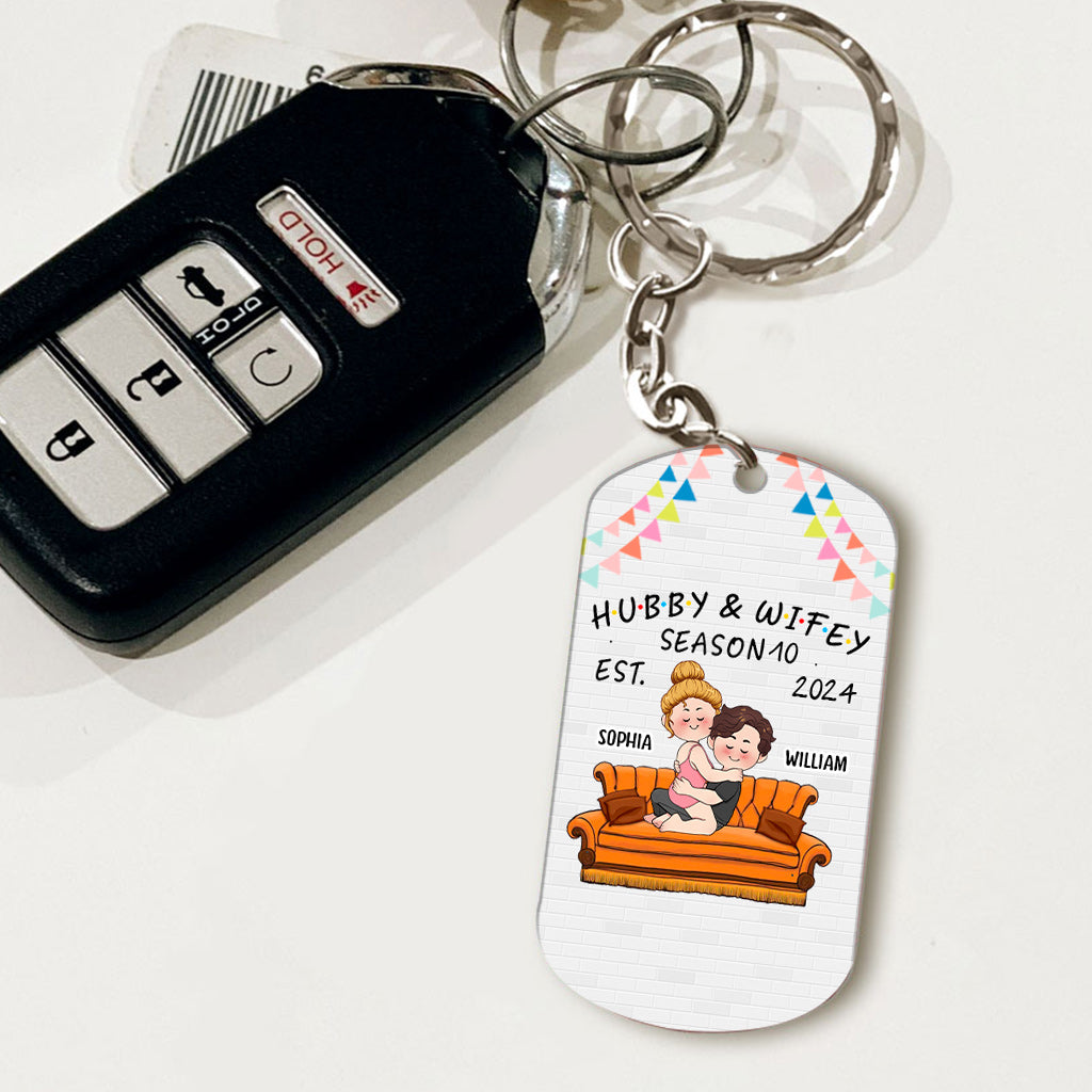 Hubby & Wifey - Personalized Husband And Wife Stainless Steel Keychain