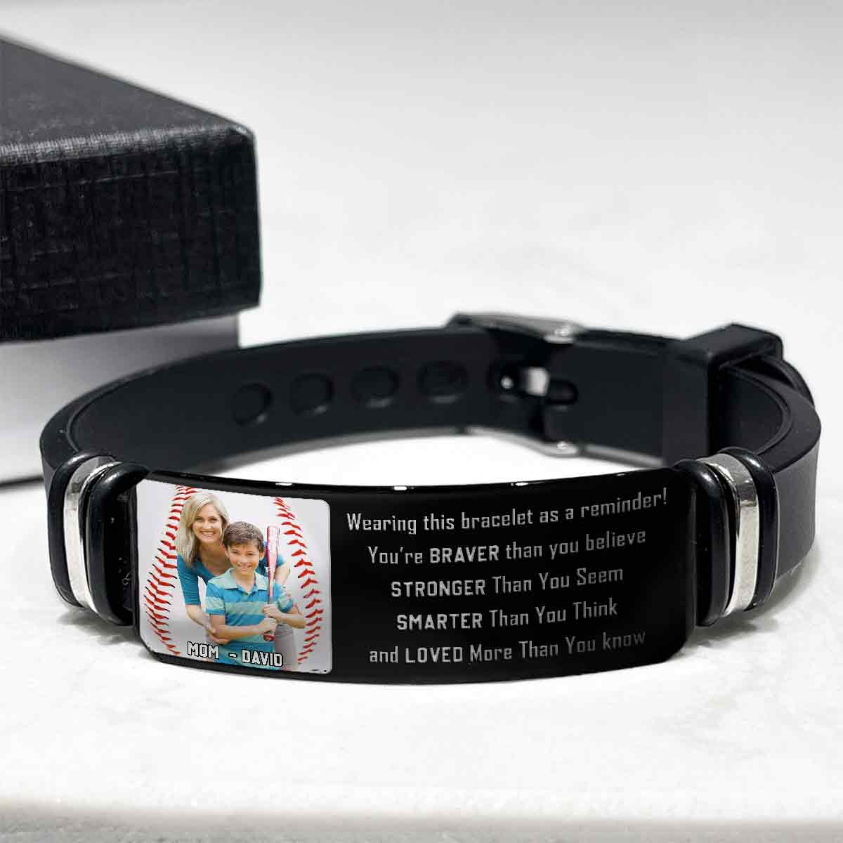 You're Braver Than You Believe - Personalized Baseball Engraved Bracelet