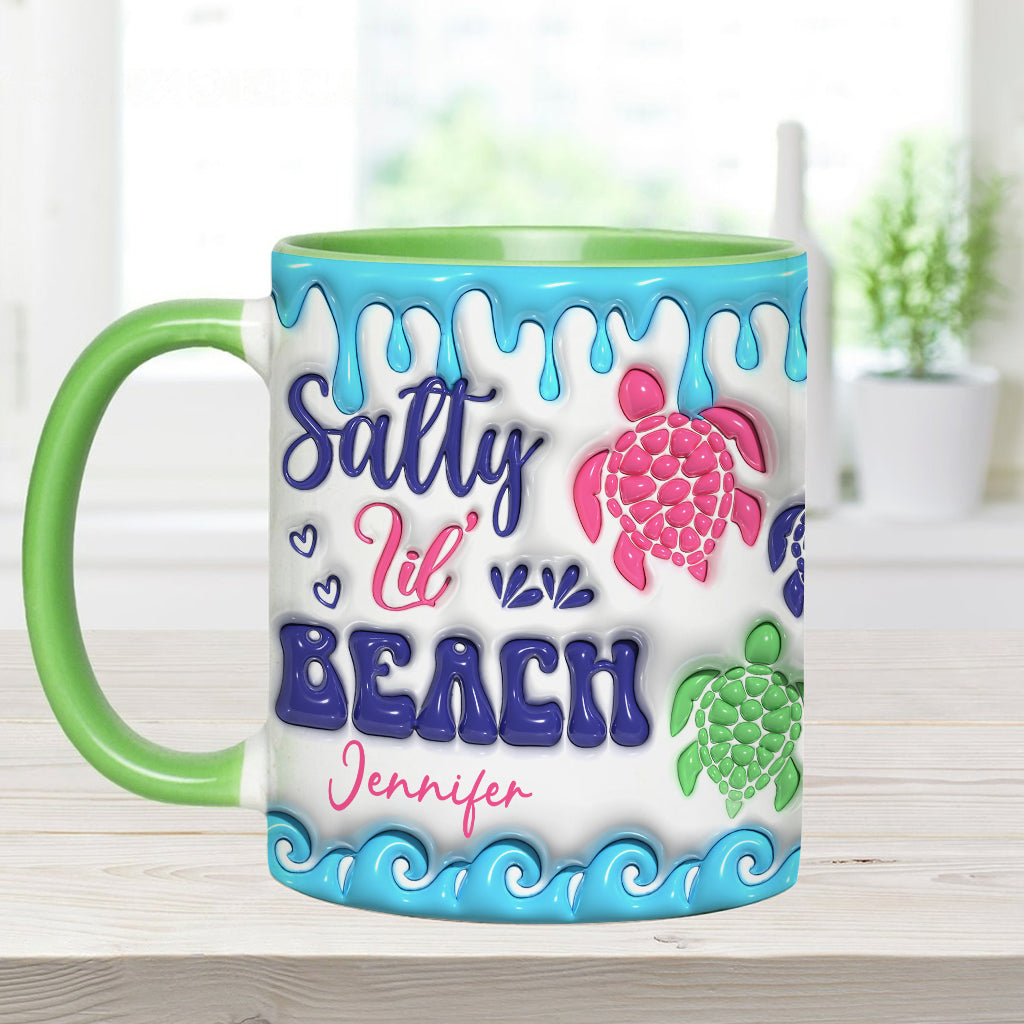 Salty Lil' Beach Turtle Lovers Inflated - Personalized Turtle Accent Mug