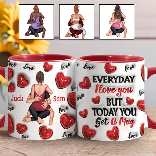 Everyday I Love You - Personalized Couple Accent Mug