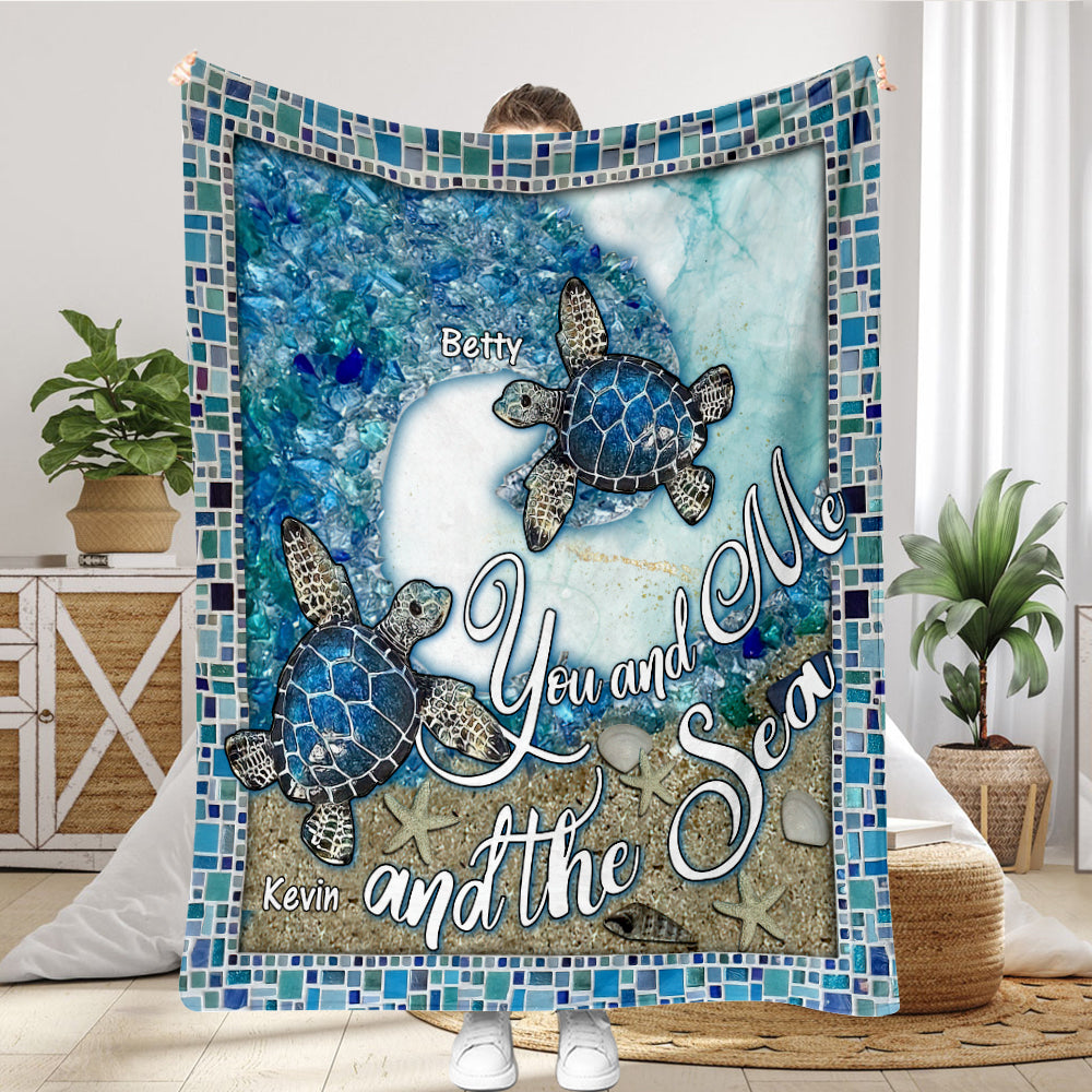 You And Me And The Beach - Personalized Couple Blanket