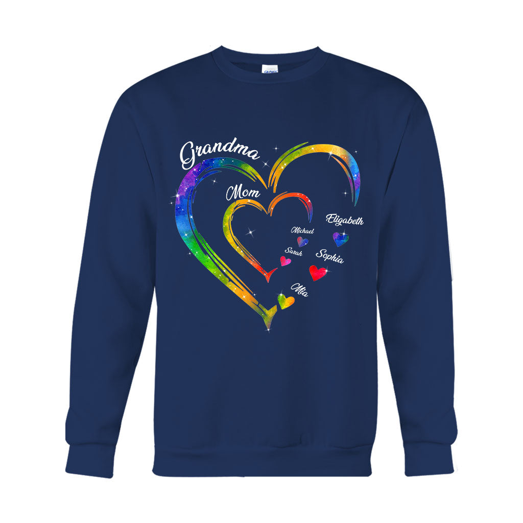 Grandma Mom Hearts - Personalized Grandma T-shirt And Hoodie