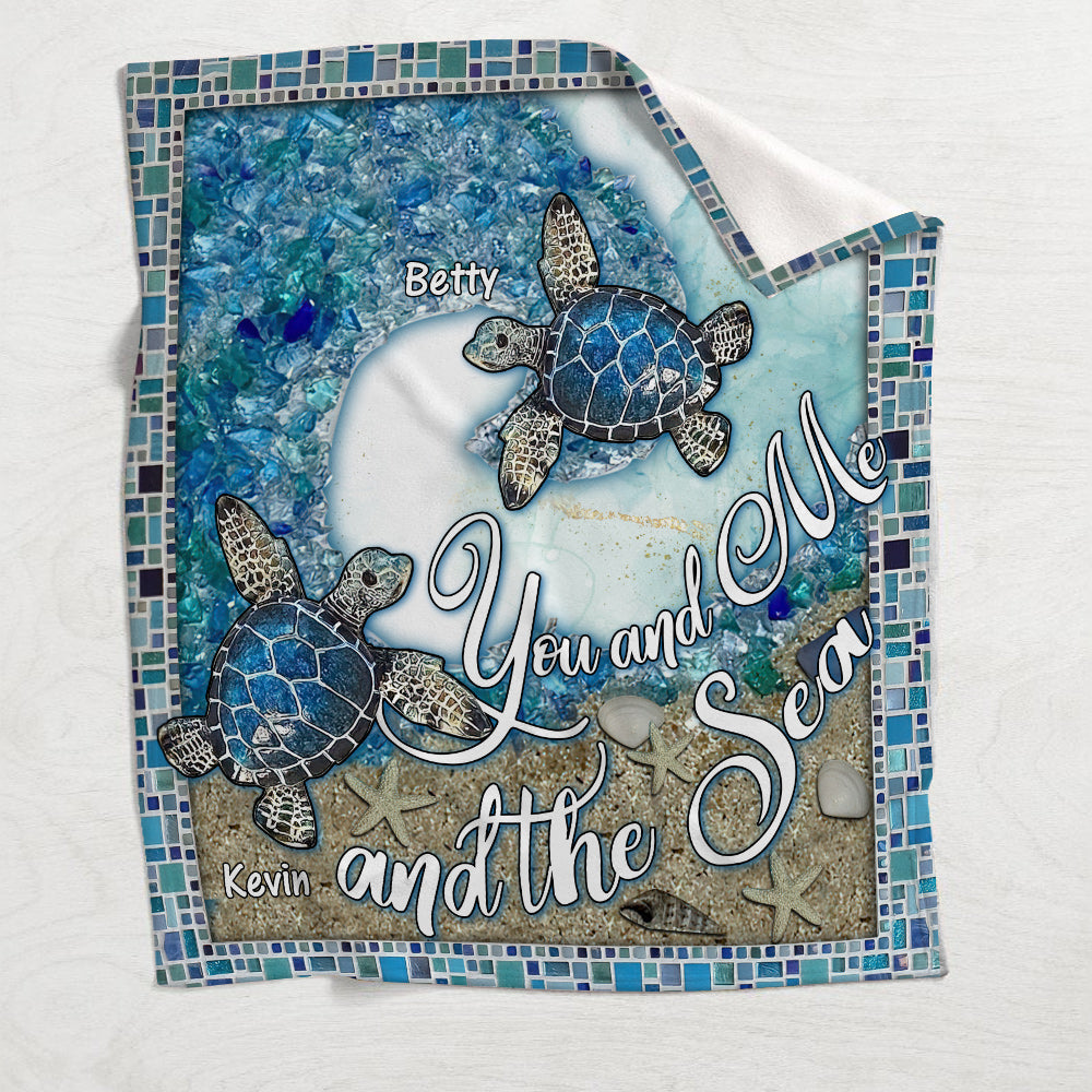 You And Me And The Beach - Personalized Couple Blanket