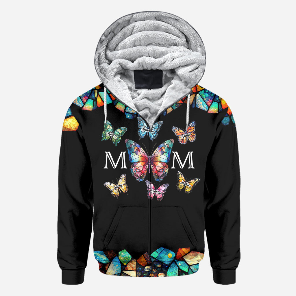 Mom Butterfly Colorful Stained Glass Pattern - Personalized Mother All Over Shirt