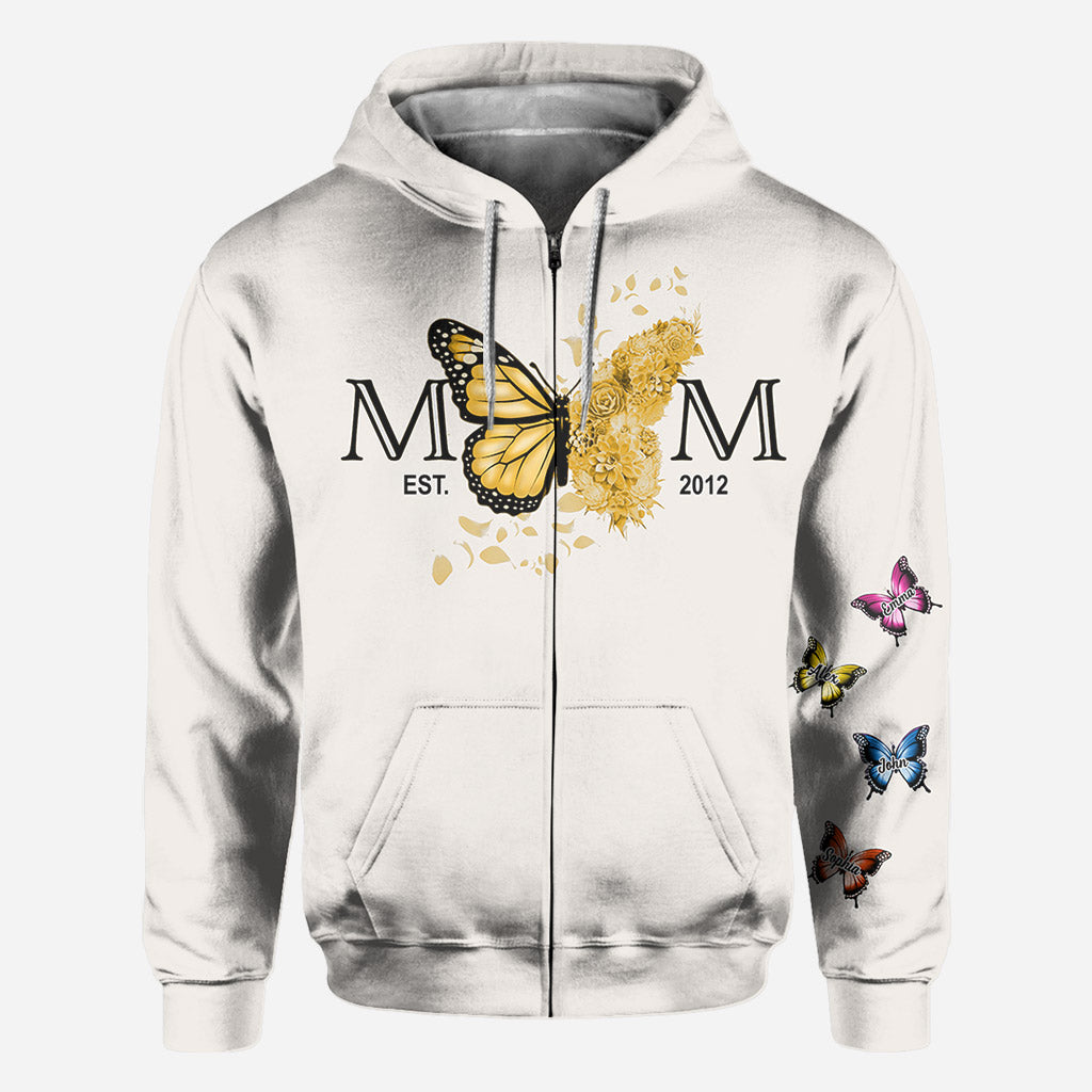 Mom Est. Any Year Botanical Butterfly - Personalized Mother All Over Shirt
