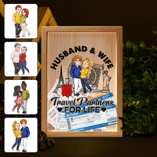 Travel Partner For Life - Personalized Couple Picture Frame Light Box