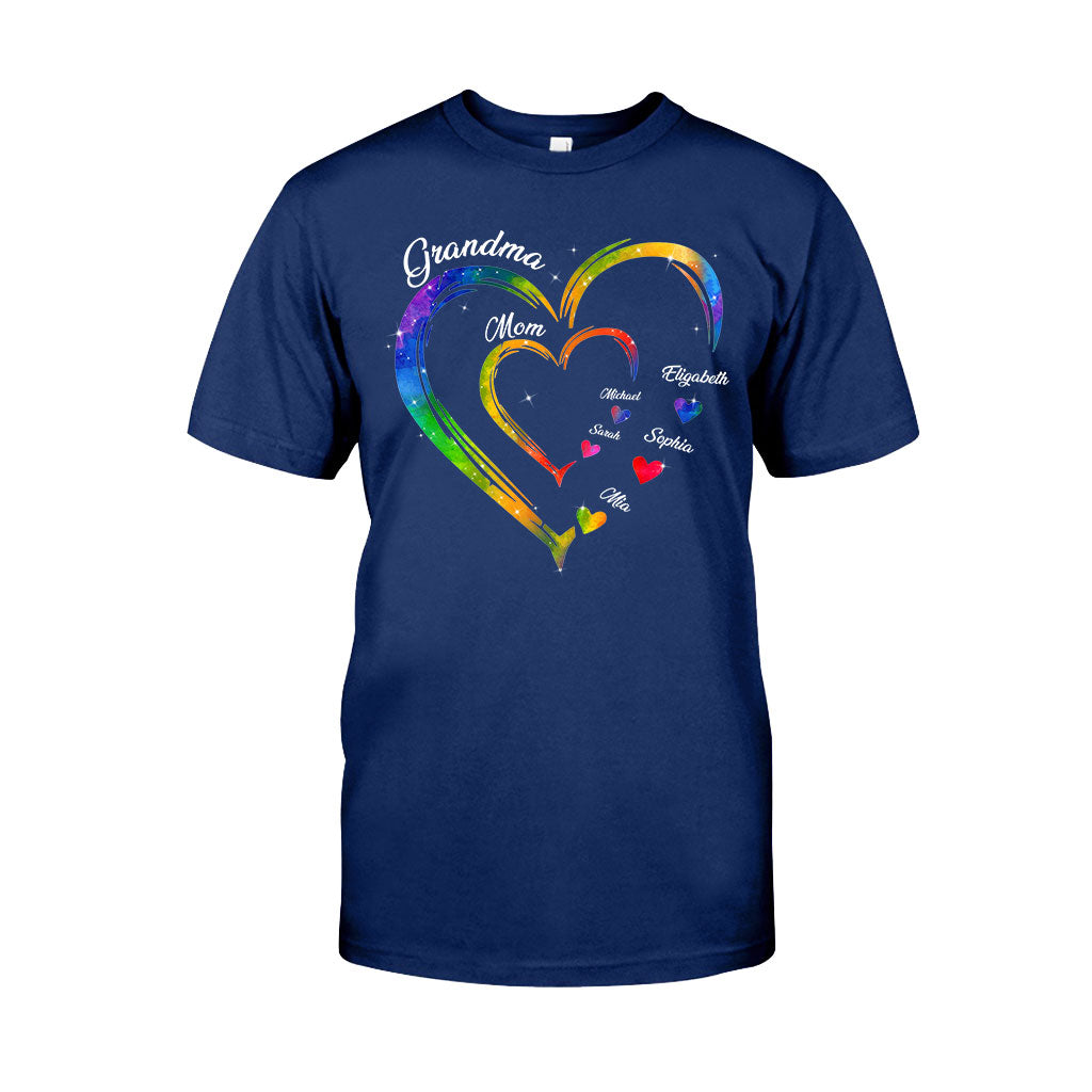 Grandma Mom Hearts - Personalized Grandma T-shirt And Hoodie