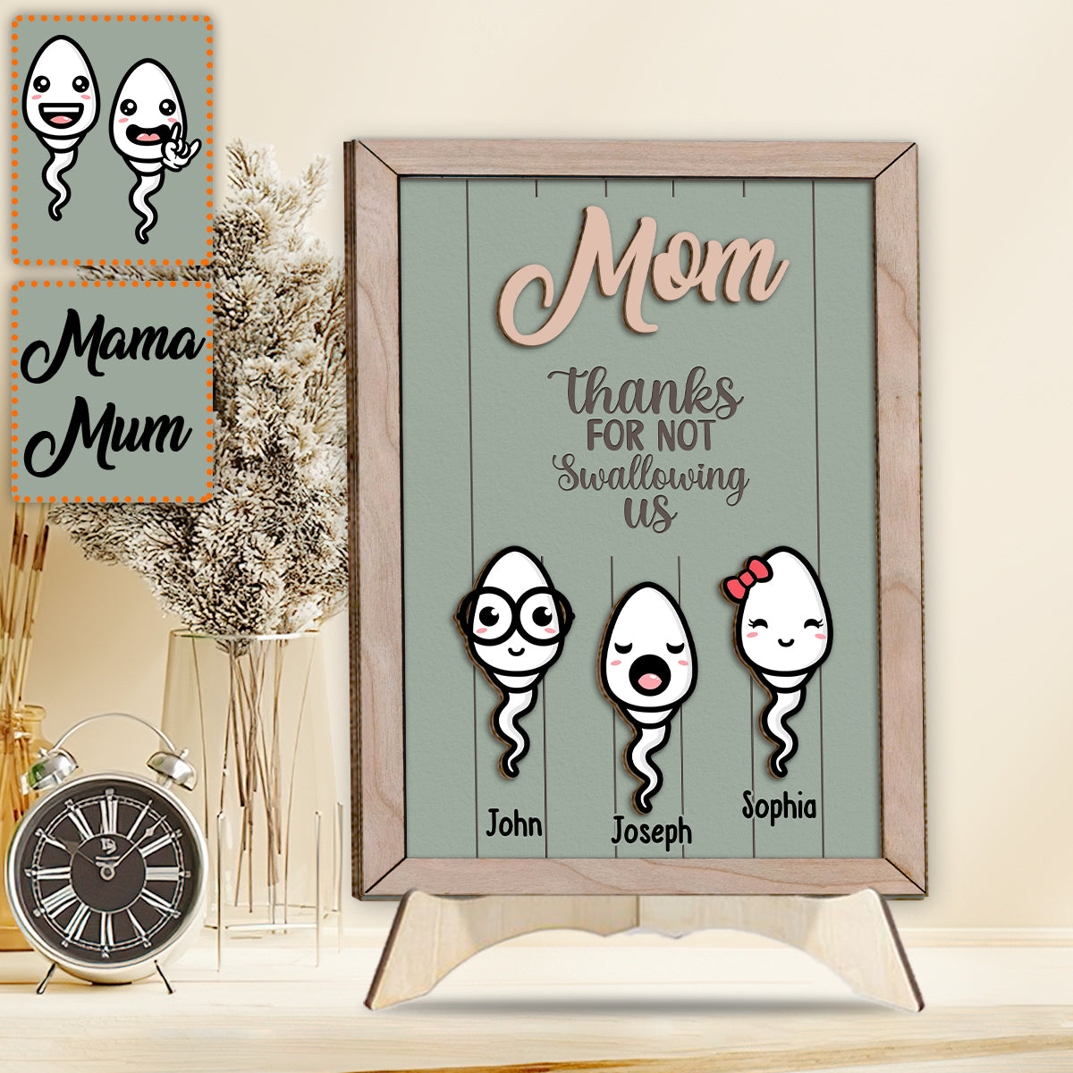 Thanks For Not Swallowing Funny - Personalized Mother 2 Layered Wood Sign / Wood Plaque