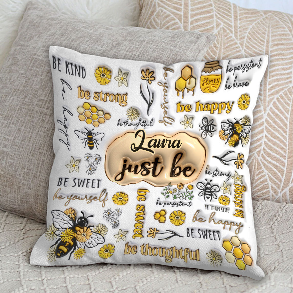 Juste être heureux - Coussin décoratif personnalisé