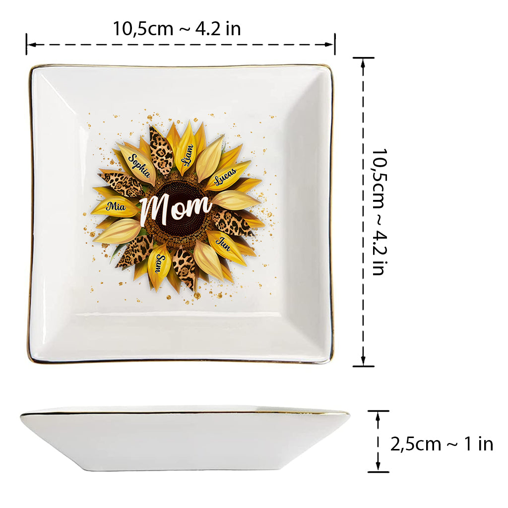 Sunflower Custom Any Title - Personalized Mother Jewelry Dish