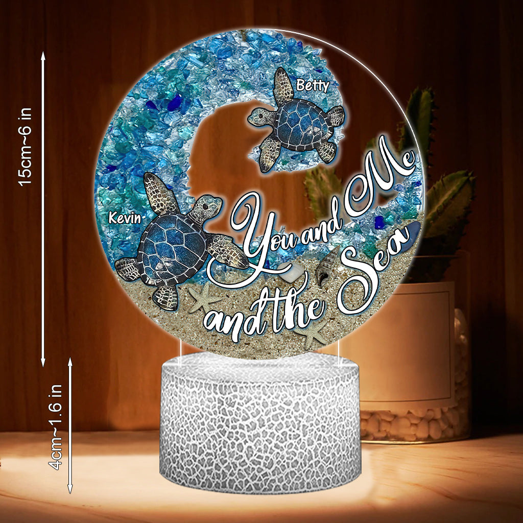 You And Me And The Beach - Personalized Couple Shaped Plaque Light Base