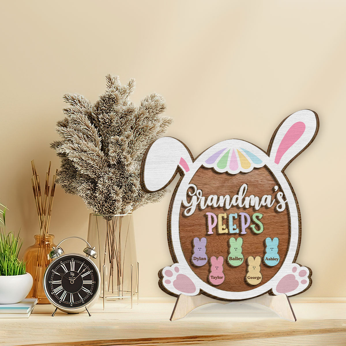 Grandma Nana Mimi Easter Peeps - Personalized Grandma 2 Layered Wood Sign / Wood Plaque