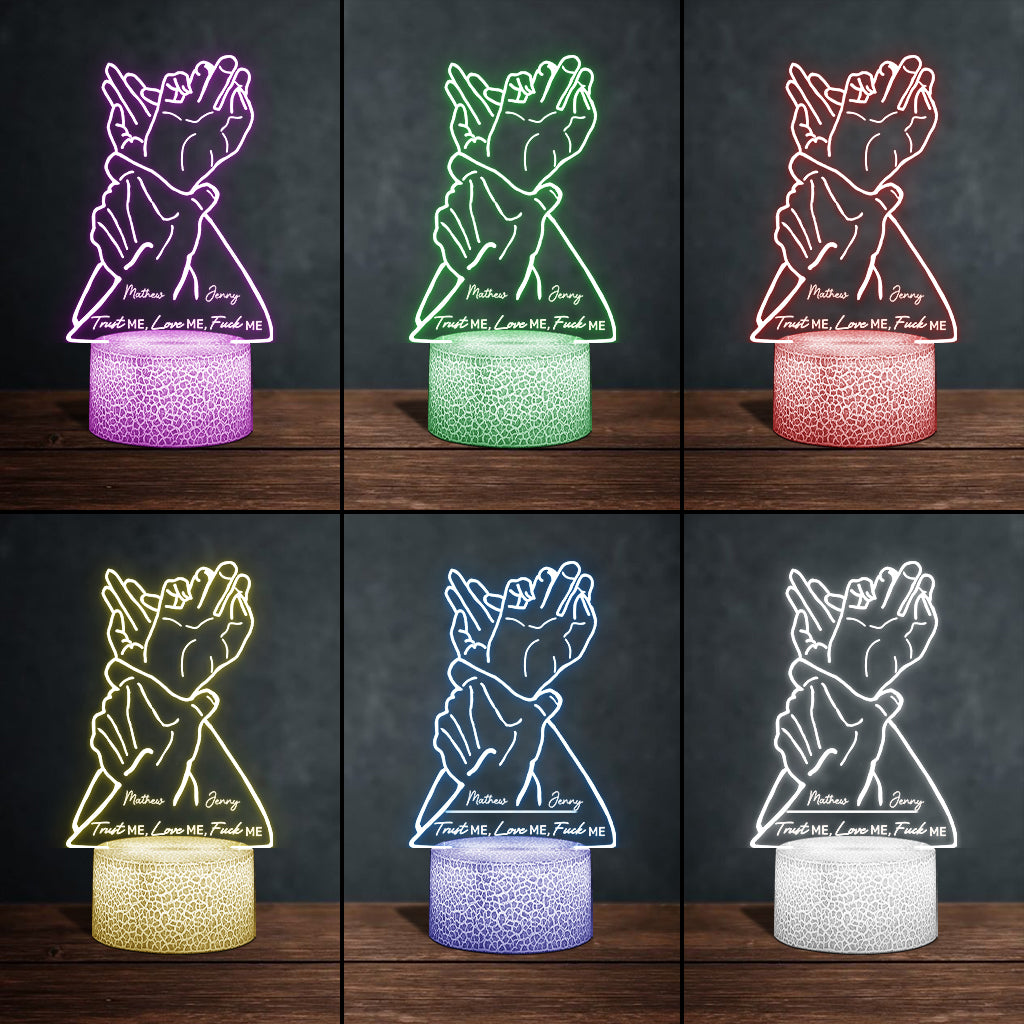 Trust Me Love Me - Personalized Couple Shaped Plaque Light Base