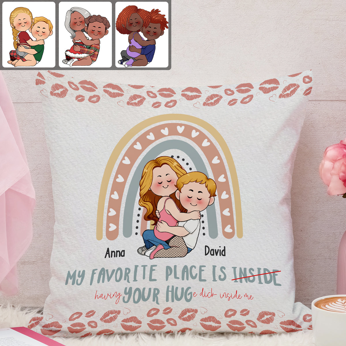 My Favorite Place Is Your Huge D Inside Of Me - Personalized Couple Throw Pillow