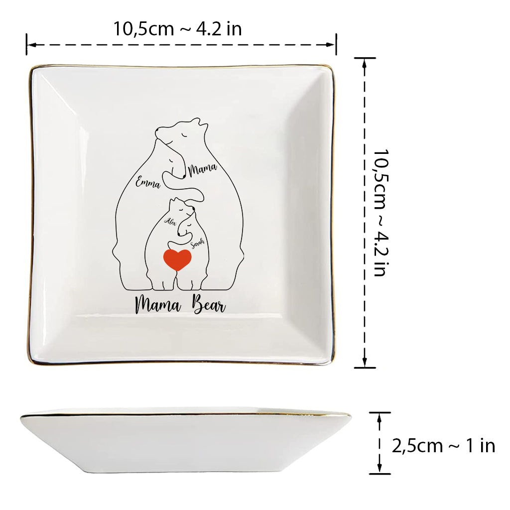 Mama Bear Daisy - Personalized Mother Jewelry Dish