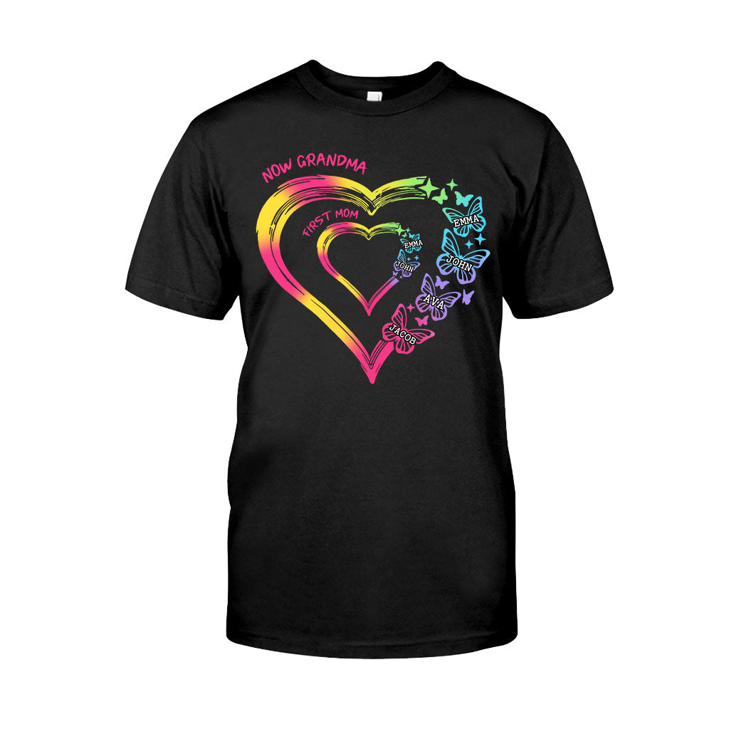 Beliebiger Titel für Mutter und Oma, Doppelherz, bunt - Personalisiertes Oma-T-Shirt und Hoodie