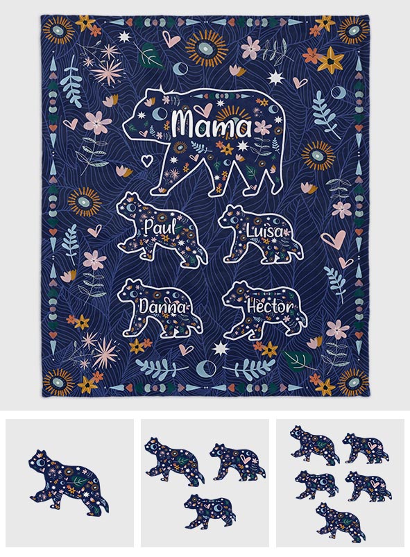 Mama Bear Floral - Personalized Mother Blanket
