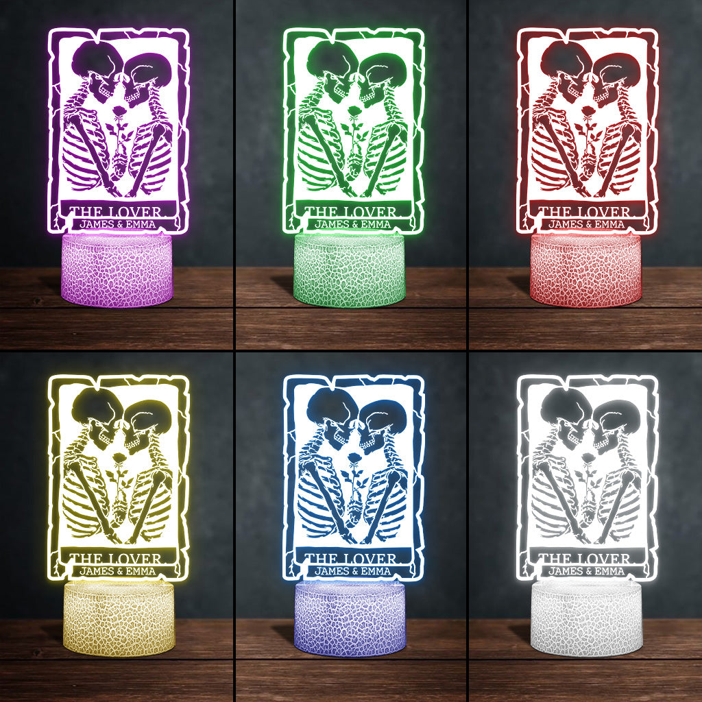 The Lover Romantic Skeletons - Personalized Couple Shaped Plaque Light Base