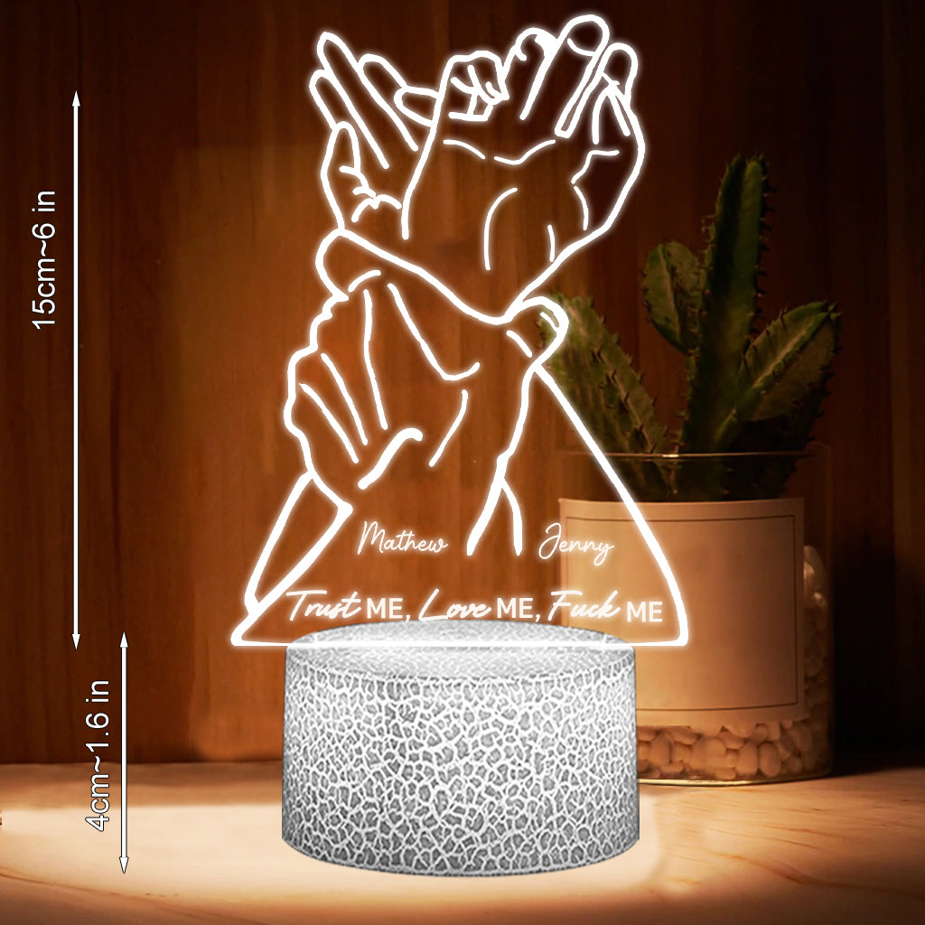 Trust Me Love Me - Personalized Couple Shaped Plaque Light Base
