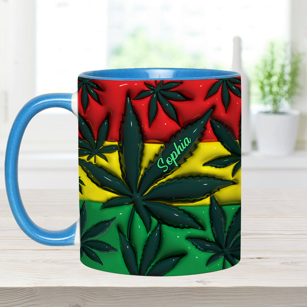 Aufblasbares Zauberblatt Rot Gelb Grün - Personalisierter Becher mit Cannabis-Akzent