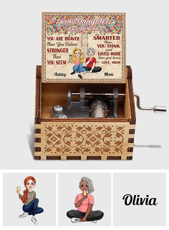 To Any Title Allways Remember You Are Braver Than You Believe - Personalized Mother Hand Crank Music Box