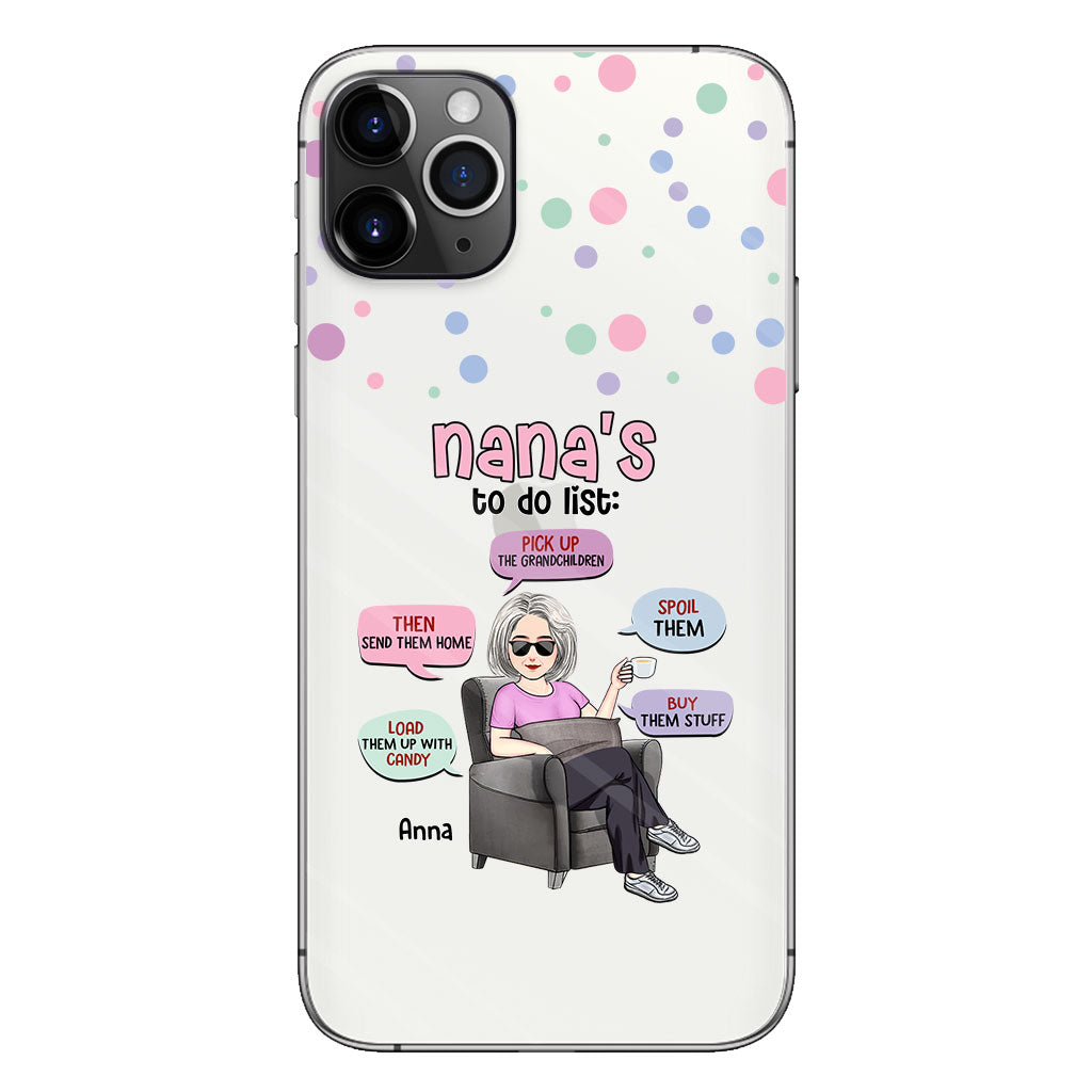 Liste de choses à faire de mamie - Coque de téléphone transparente personnalisée pour grand-mère