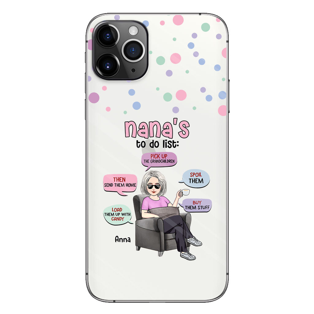 Liste de choses à faire de mamie - Coque de téléphone transparente personnalisée pour grand-mère