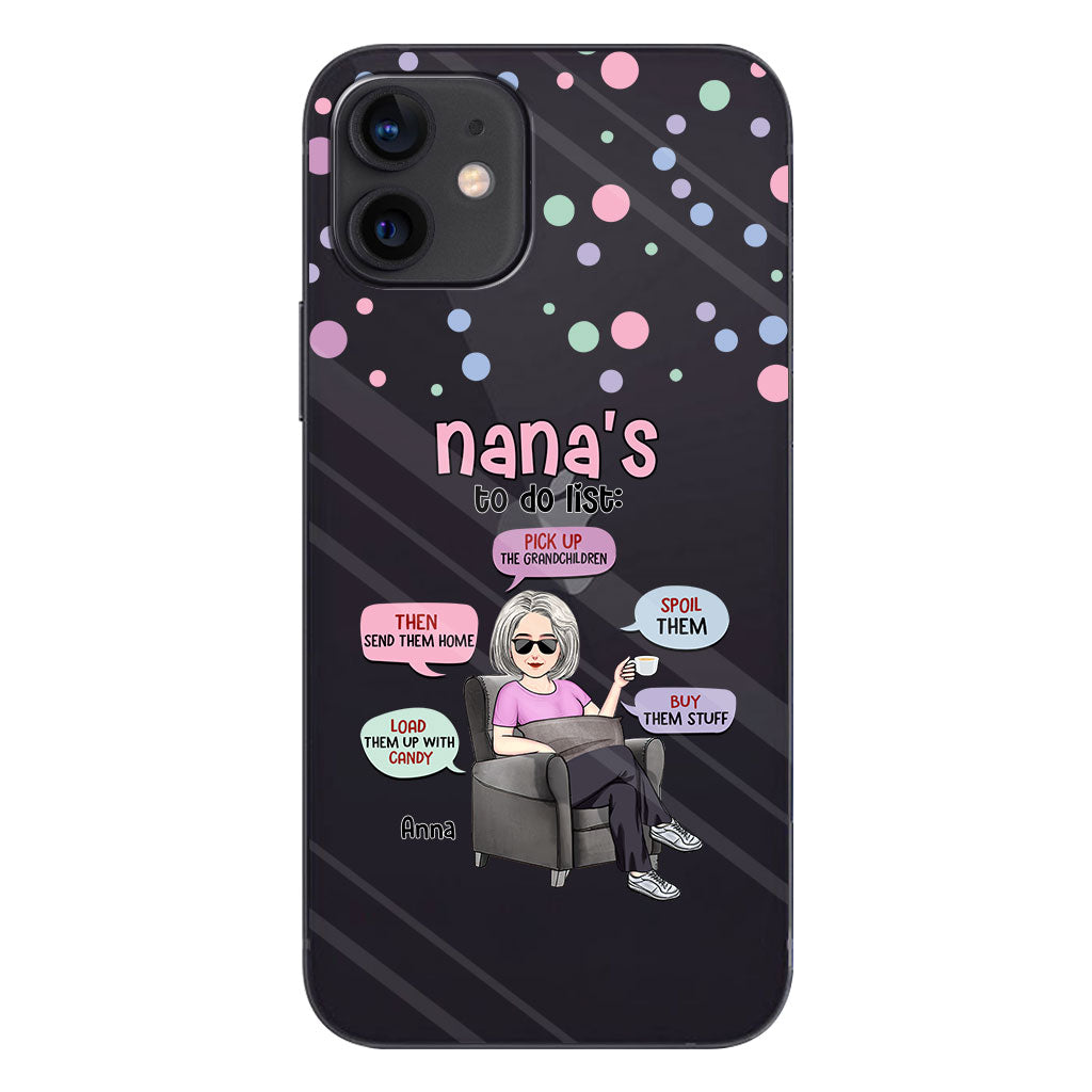 Liste de choses à faire de mamie - Coque de téléphone transparente personnalisée pour grand-mère