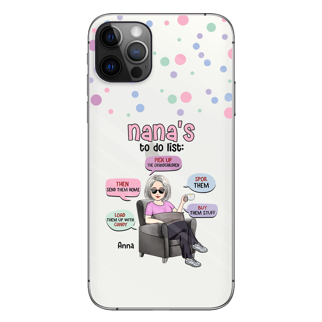 Liste de choses à faire de mamie - Coque de téléphone transparente personnalisée pour grand-mère