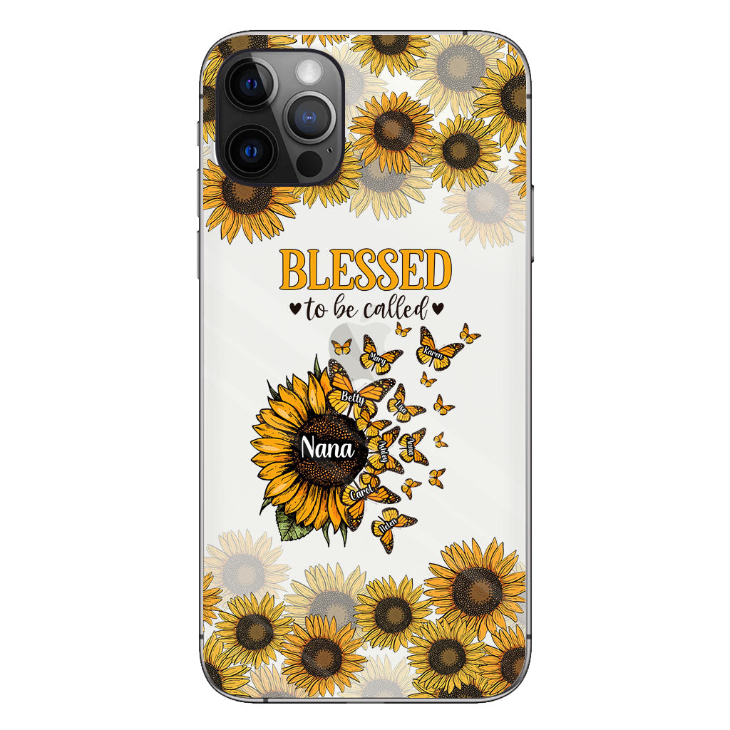 Wunderschöne Sonnenblume – Gesegnet, so genannt zu werden – Geschenk für Oma, Mama – Personalisierte, transparente Handyhülle