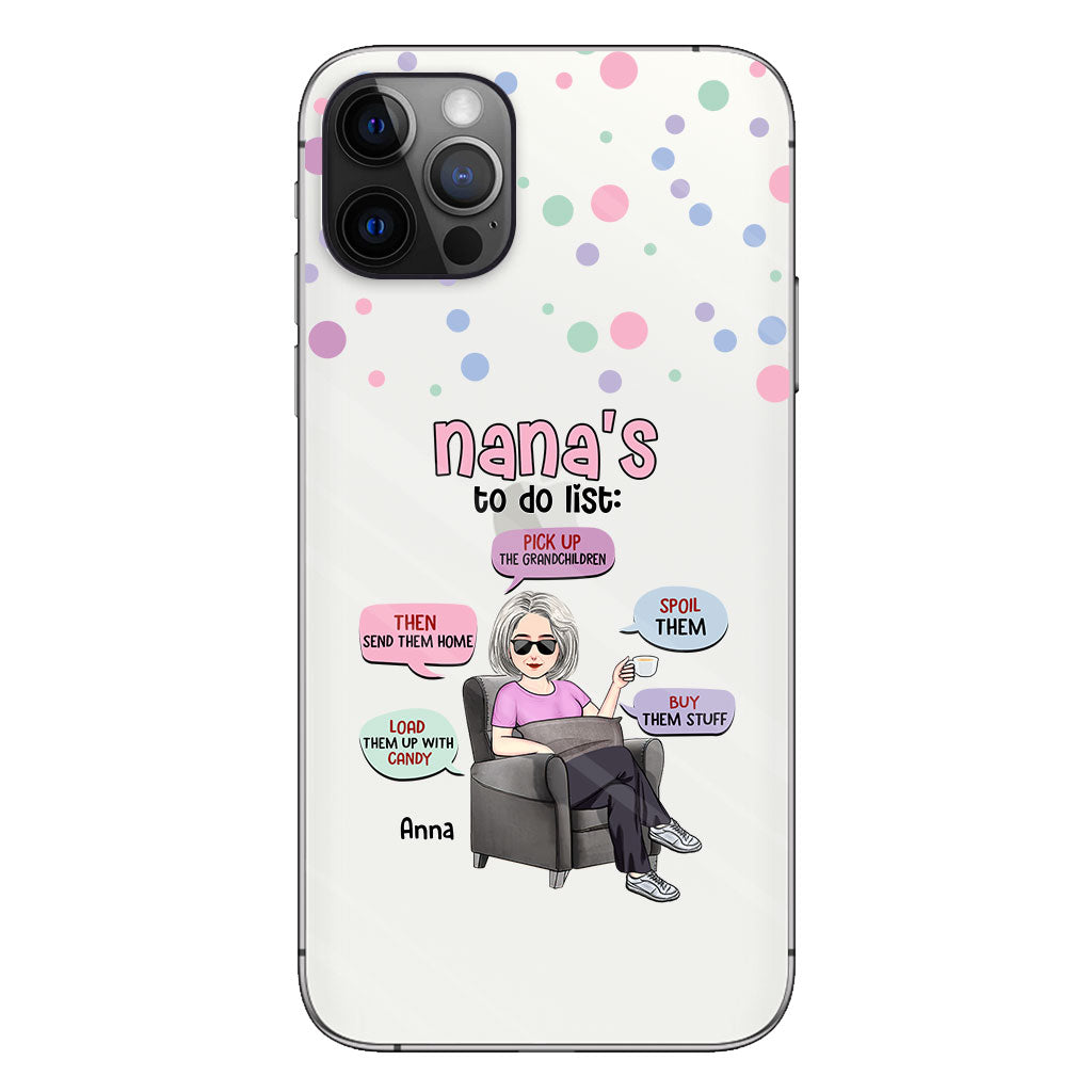 Liste de choses à faire de mamie - Coque de téléphone transparente personnalisée pour grand-mère