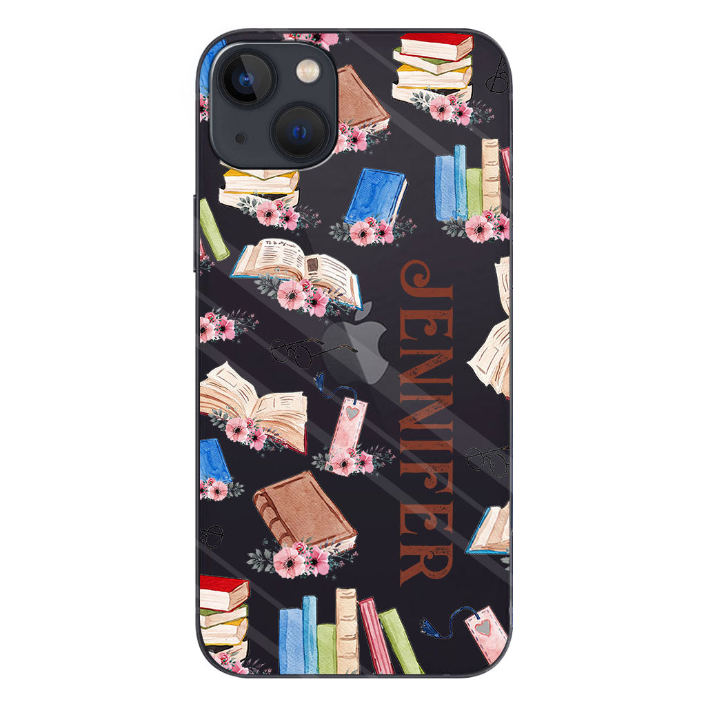 Une fille qui aime les livres - Coque de téléphone transparente personnalisée avec un livre