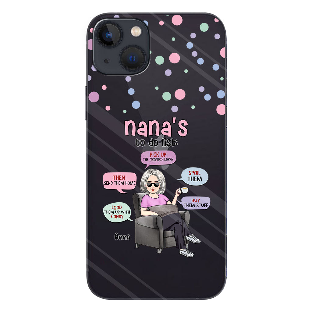 Liste de choses à faire de mamie - Coque de téléphone transparente personnalisée pour grand-mère