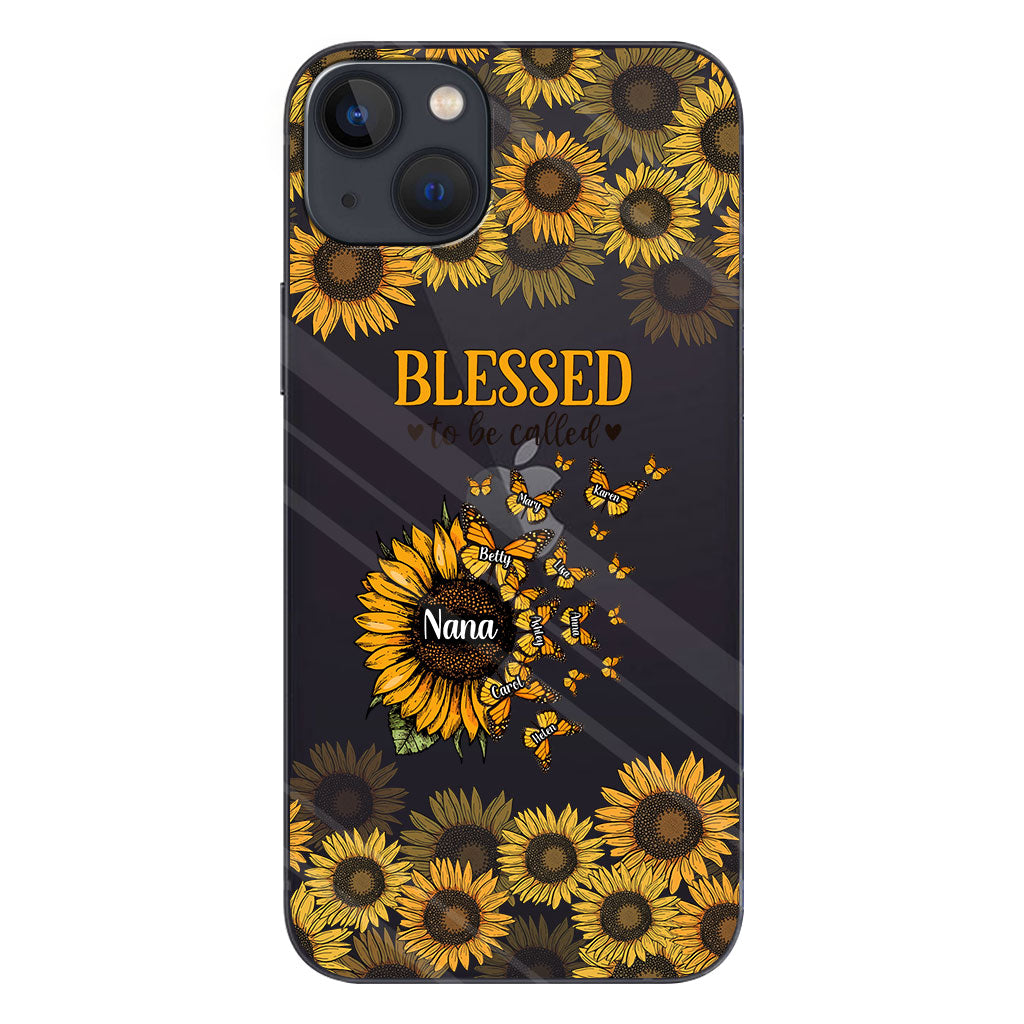 Wunderschöne Sonnenblume – Gesegnet, so genannt zu werden – Geschenk für Oma, Mama – Personalisierte, transparente Handyhülle