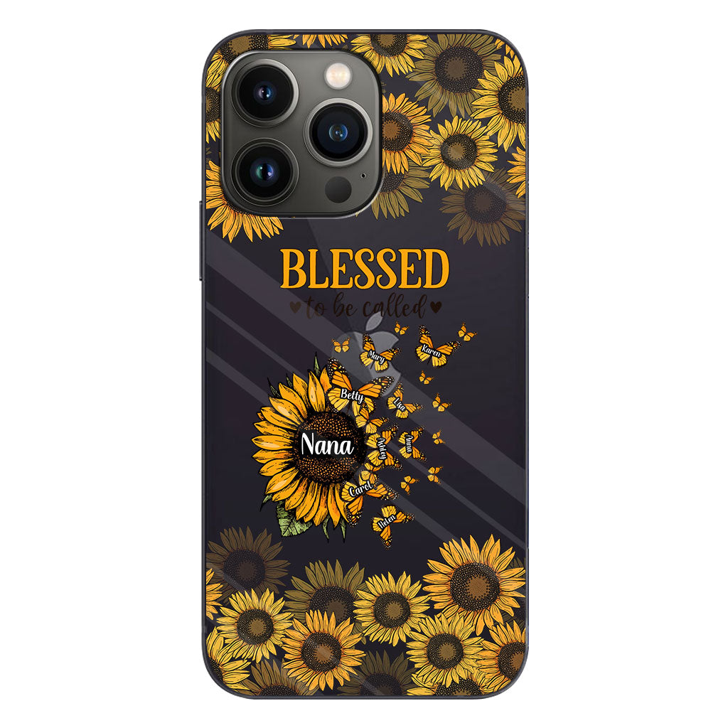 Wunderschöne Sonnenblume – Gesegnet, so genannt zu werden – Geschenk für Oma, Mama – Personalisierte, transparente Handyhülle
