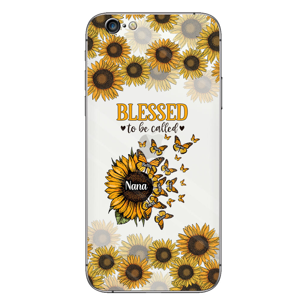 Wunderschöne Sonnenblume – Gesegnet, so genannt zu werden – Geschenk für Oma, Mama – Personalisierte, transparente Handyhülle