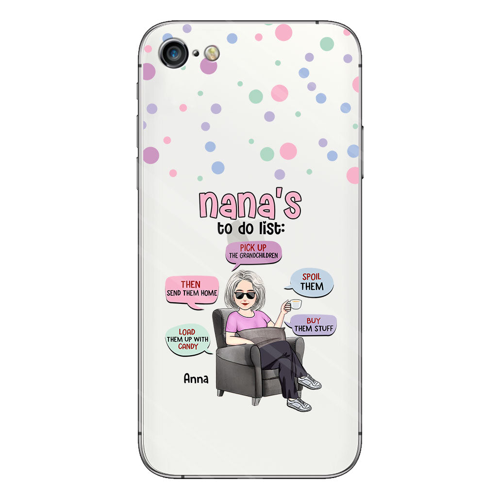 Liste de choses à faire de mamie - Coque de téléphone transparente personnalisée pour grand-mère