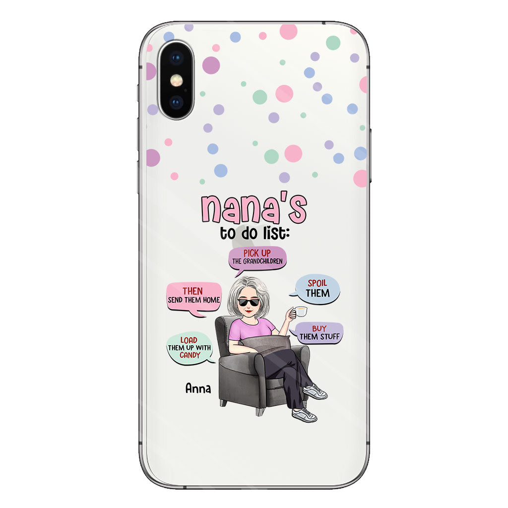 Liste de choses à faire de mamie - Coque de téléphone transparente personnalisée pour grand-mère