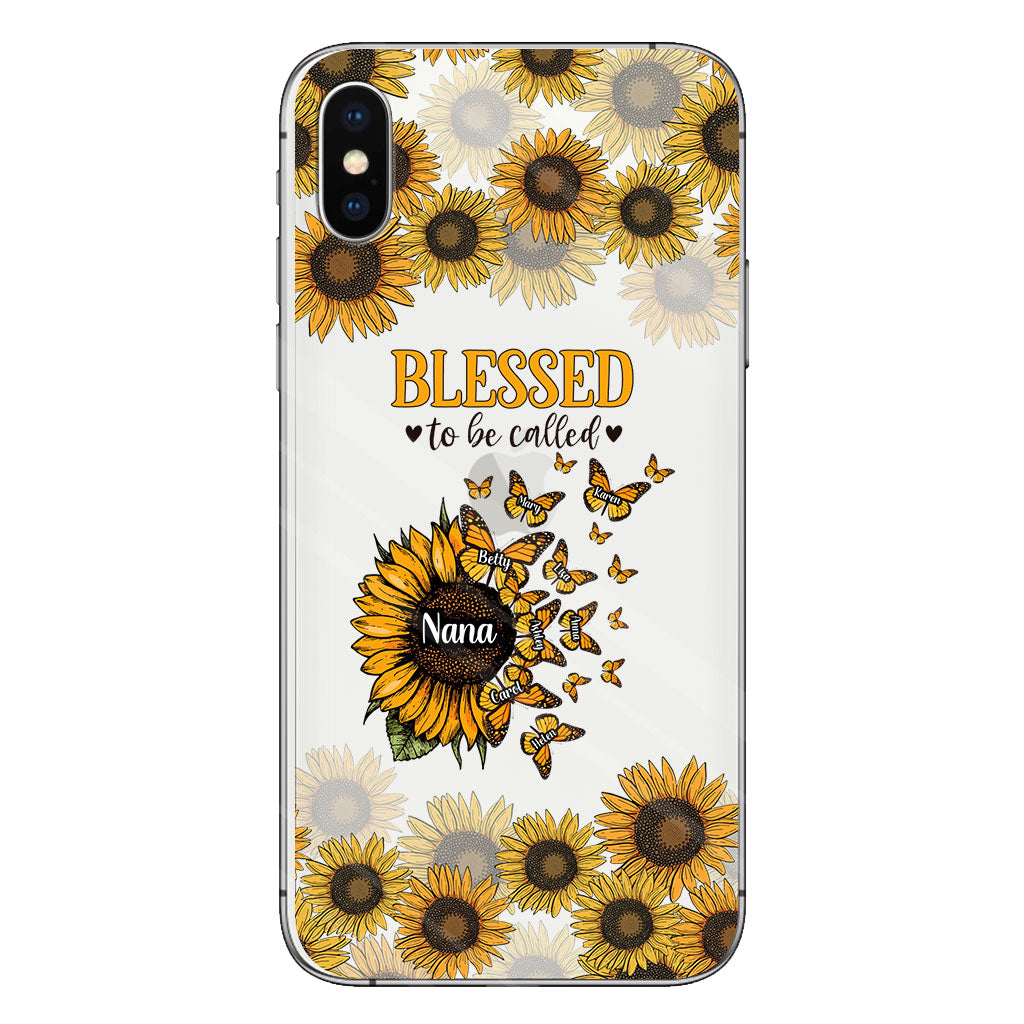 Wunderschöne Sonnenblume – Gesegnet, so genannt zu werden – Geschenk für Oma, Mama – Personalisierte, transparente Handyhülle