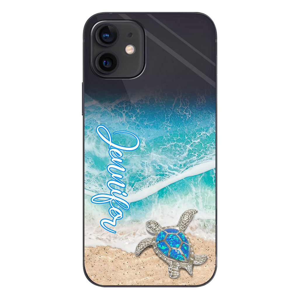 Coque de téléphone transparente personnalisée avec une tortue pour les amoureux des tortues