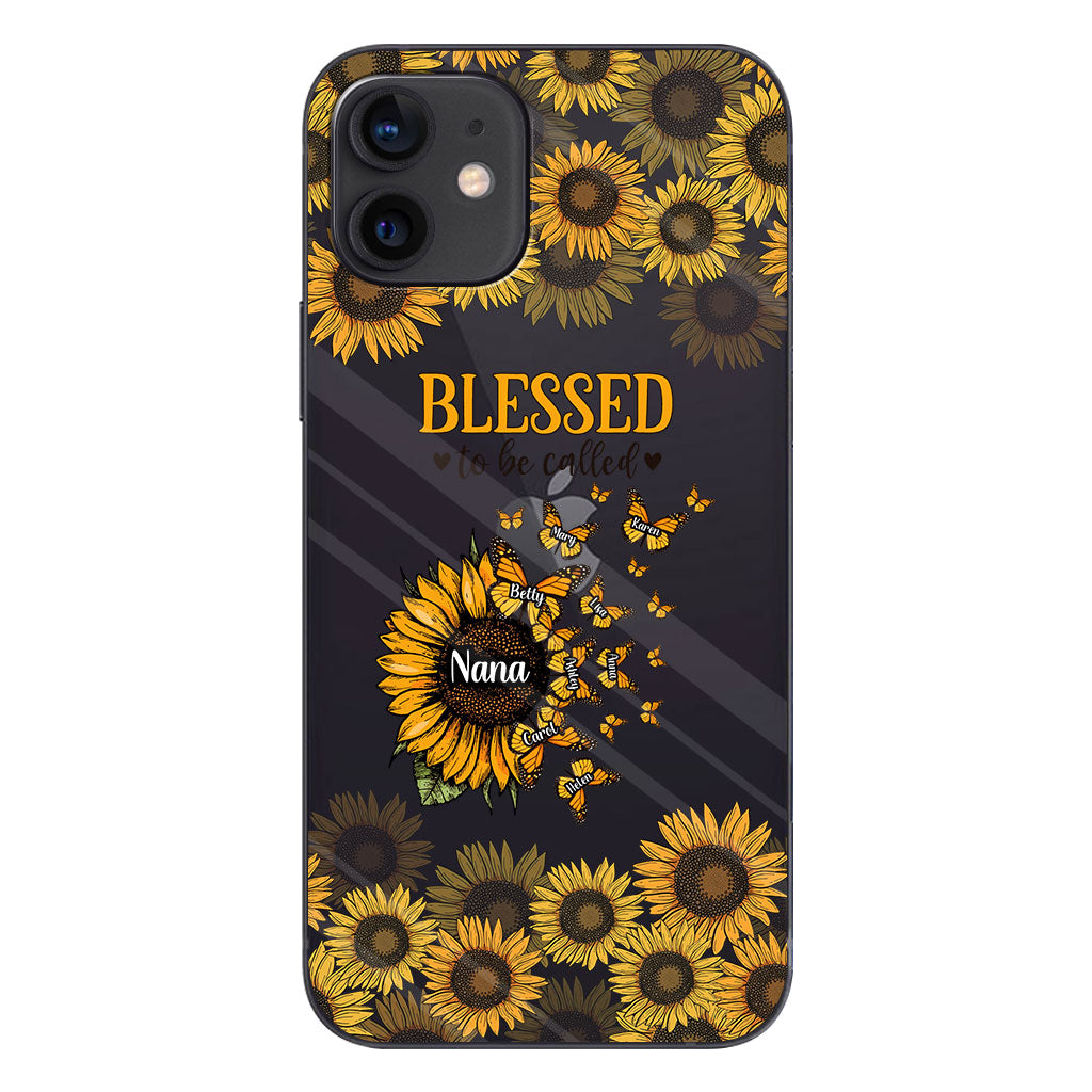 Wunderschöne Sonnenblume – Gesegnet, so genannt zu werden – Geschenk für Oma, Mama – Personalisierte, transparente Handyhülle