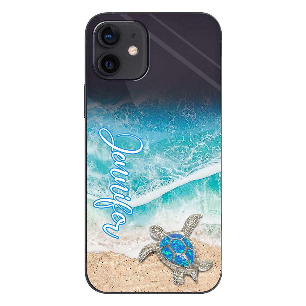 Coque de téléphone transparente personnalisée avec une tortue pour les amoureux des tortues