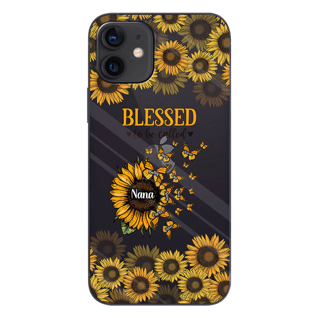 Wunderschöne Sonnenblume – Gesegnet, so genannt zu werden – Geschenk für Oma, Mama – Personalisierte, transparente Handyhülle