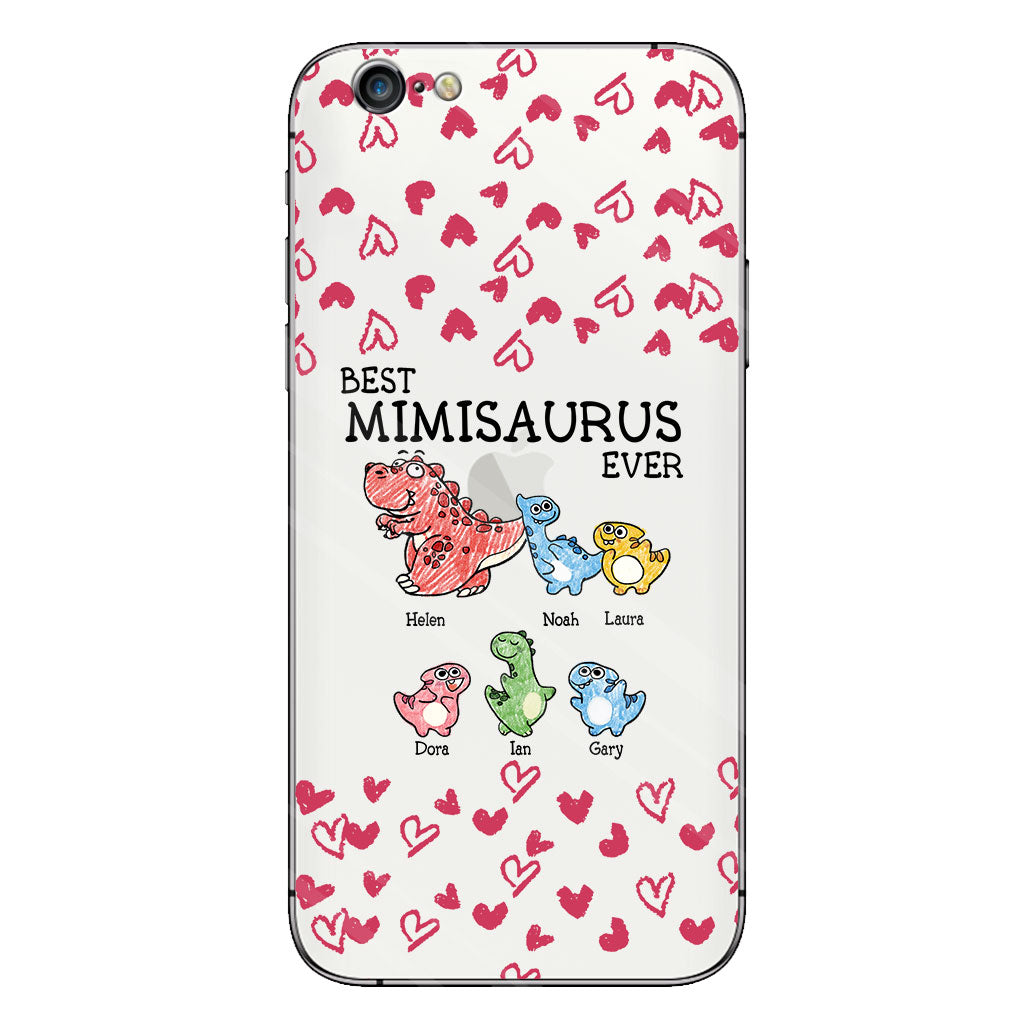 Der beste Mimisaurus aller Zeiten – Geschenk für Oma, Opa, Papa, Mama, Tante, Onkel – Personalisierte, transparente Handyhülle
