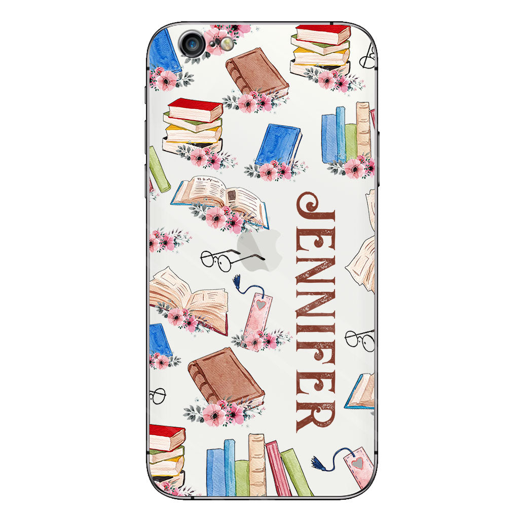 Une fille qui aime les livres - Coque de téléphone transparente personnalisée avec un livre