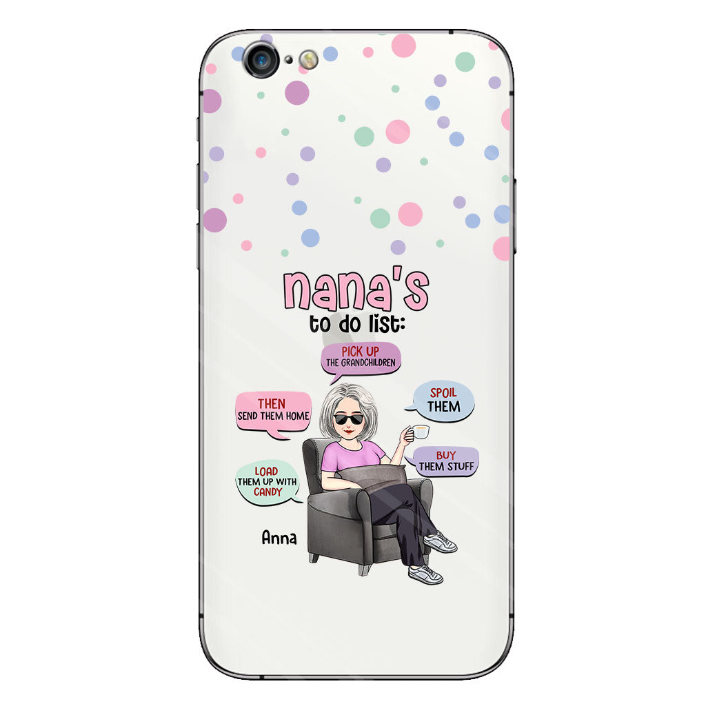 Liste de choses à faire de mamie - Coque de téléphone transparente personnalisée pour grand-mère